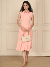 Exude Coral Belted Shirt Dress